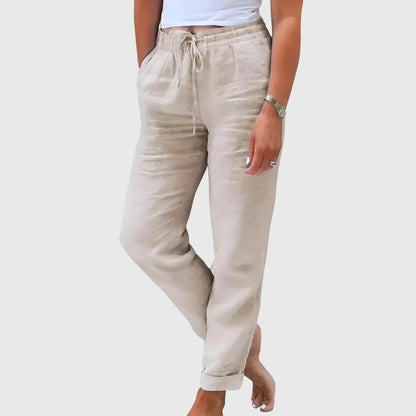 Effortless Linen Pants for Women Drawstring Cuffed-Ankle