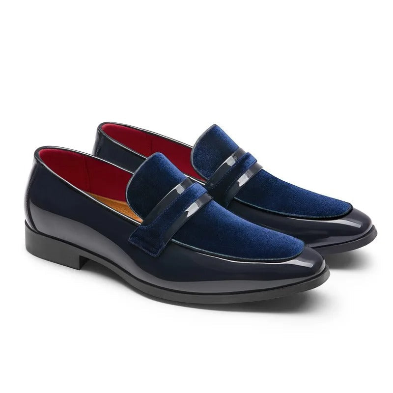 Classic Penny Loafers for Men Velvet Buckle-Strap Patent