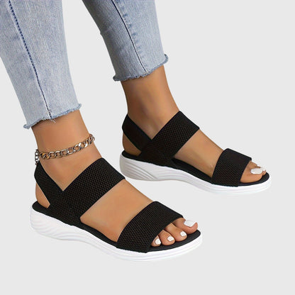 Comfortable Flat Sandals for Women Double-Strap Open-Toe Platform