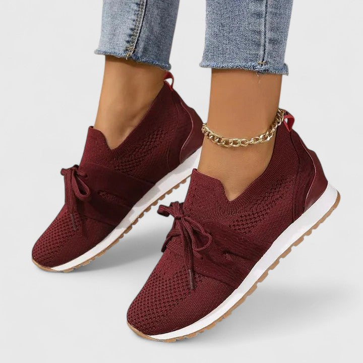 Comfortable Sneakers for Women Knit Lace-Up Low-Top