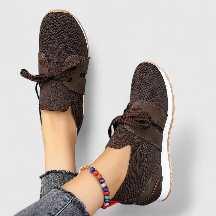Comfortable Sneakers for Women Knit Lace-Up Low-Top