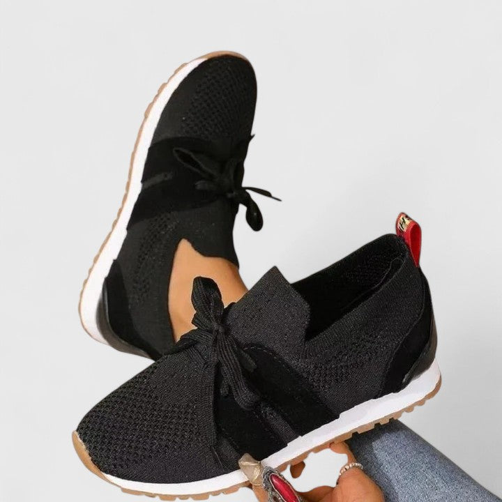 Comfortable Sneakers for Women Knit Lace-Up Low-Top