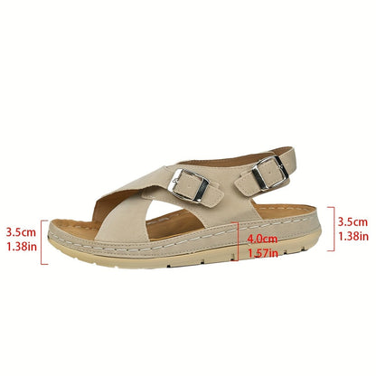 Comfortable Suede Sandals for Women Buckle-Strap Platform