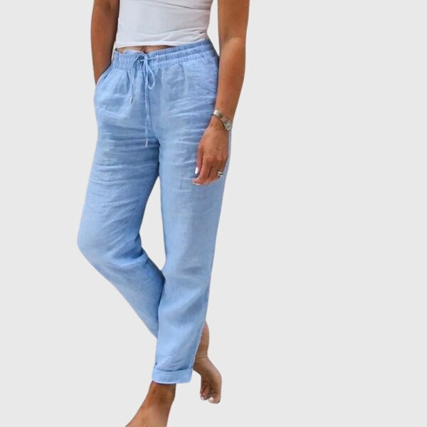 Effortless Linen Pants for Women Drawstring Cuffed-Ankle