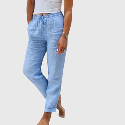 Effortless Linen Pants for Women Drawstring Cuffed-Ankle