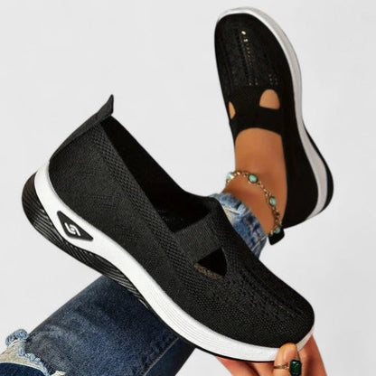 Comfortable Slip-On Sneakers for Women Knit Cutout Platform