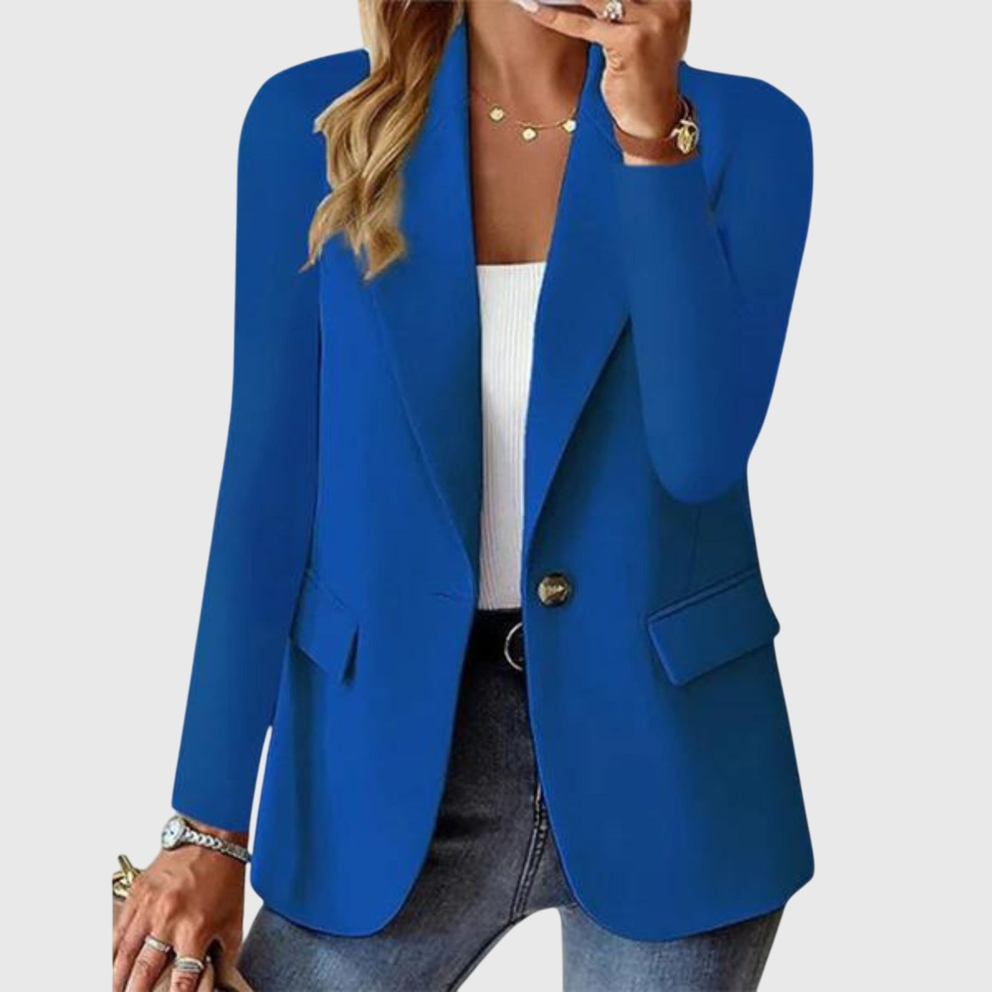 Elegant Blazer for Women Notch-Lapel Single-Button Long-Sleeve
