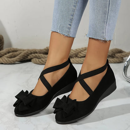 Elegant Flats for Women Crisscross-Strap Bow-Detail