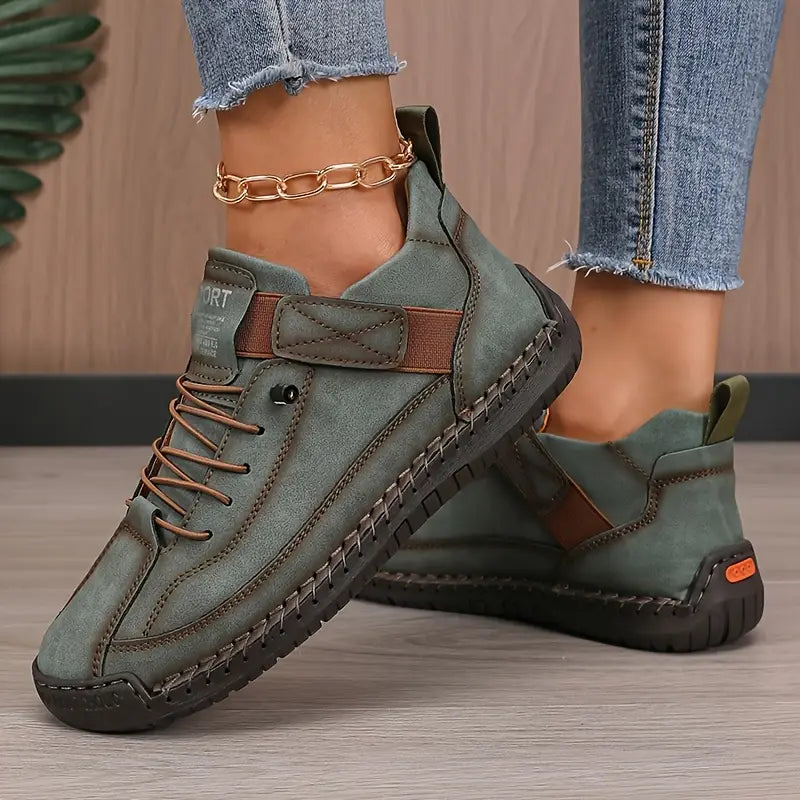 Comfortable High-Top Sneakers for Women Suede Velcro-Strap