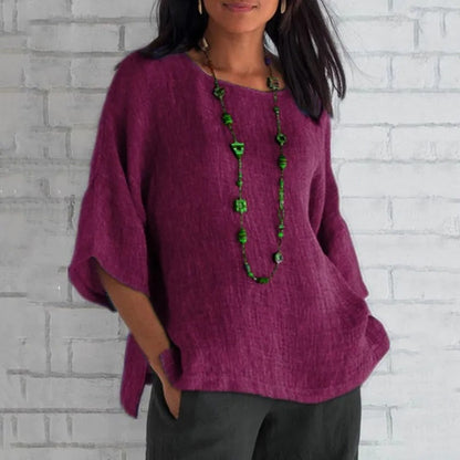 Effortless Tunic for Women Three-Quarter-Sleeve Linen Relaxed-Fit