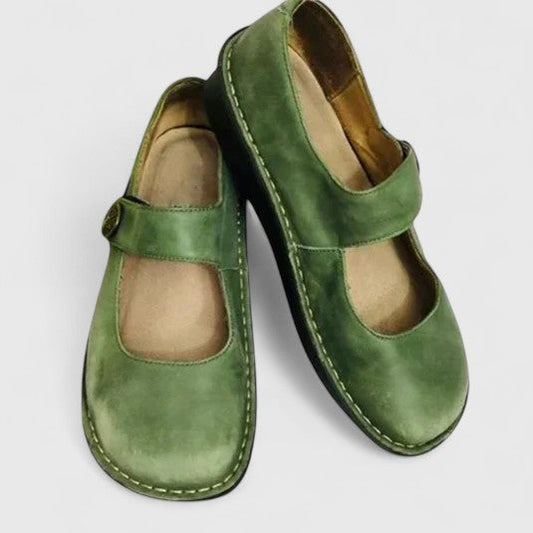 Elegant Mary Jane Flats for Women Buckle-Strap Round-Toe