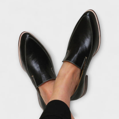 Stylish Loafers for Women Leather Pointed-Toe Slip-On