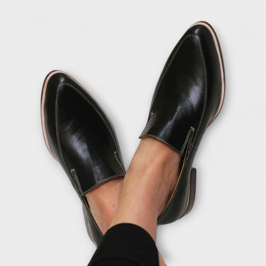 Stylish Loafers for Women Leather Pointed-Toe Slip-On