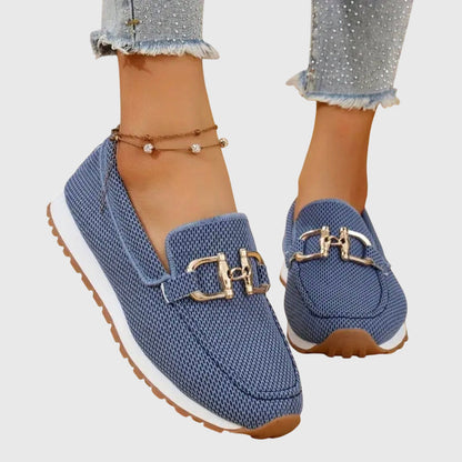 Comfortable Loafers for Women Buckle-Detail Platform Mesh