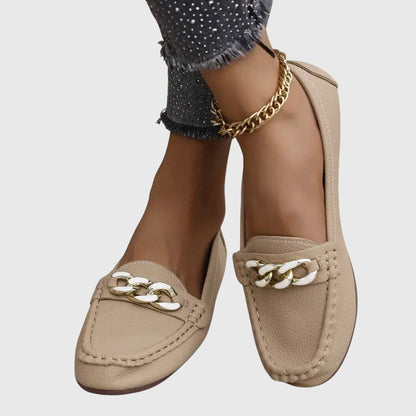 Stylish Loafers for Women Chain-Detail Slip-On Round-Toe