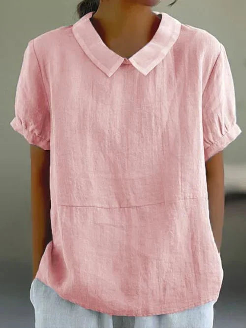 Effortless Blouse for Women Peter-Pan-Collar Short-Sleeve