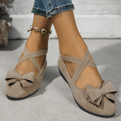 Elegant Flats for Women Crisscross-Strap Bow-Detail