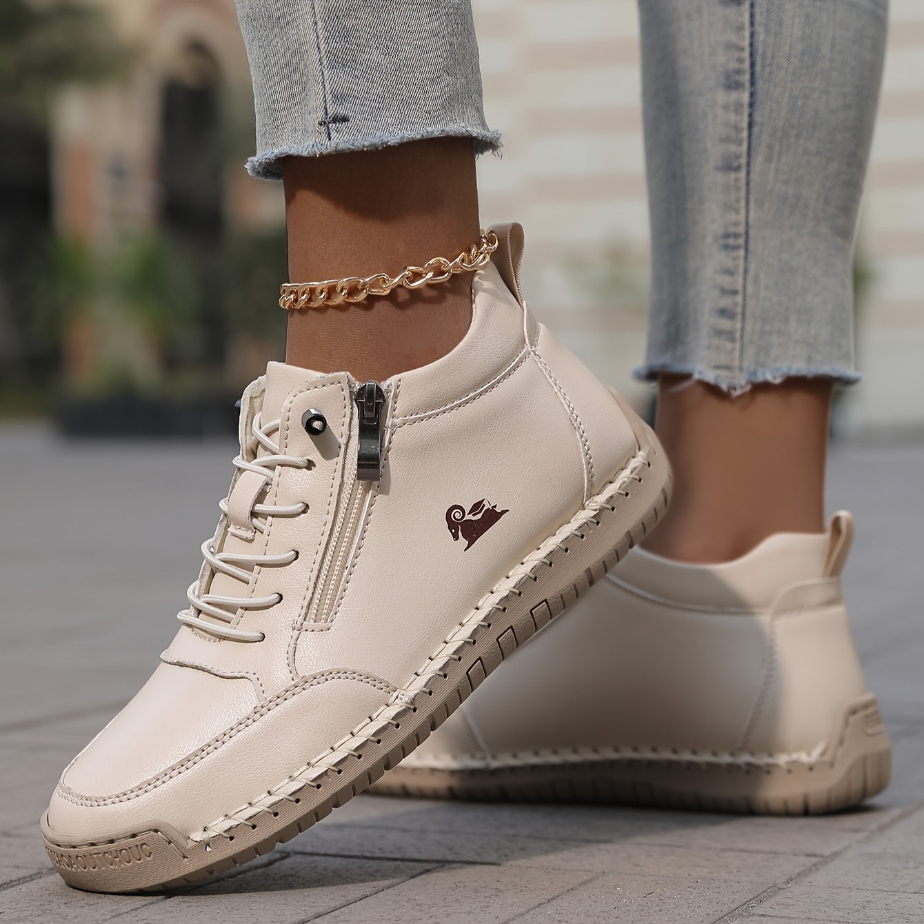 Stylish Ankle Boots for Women Lace-Up Zip-Up Round-Toe