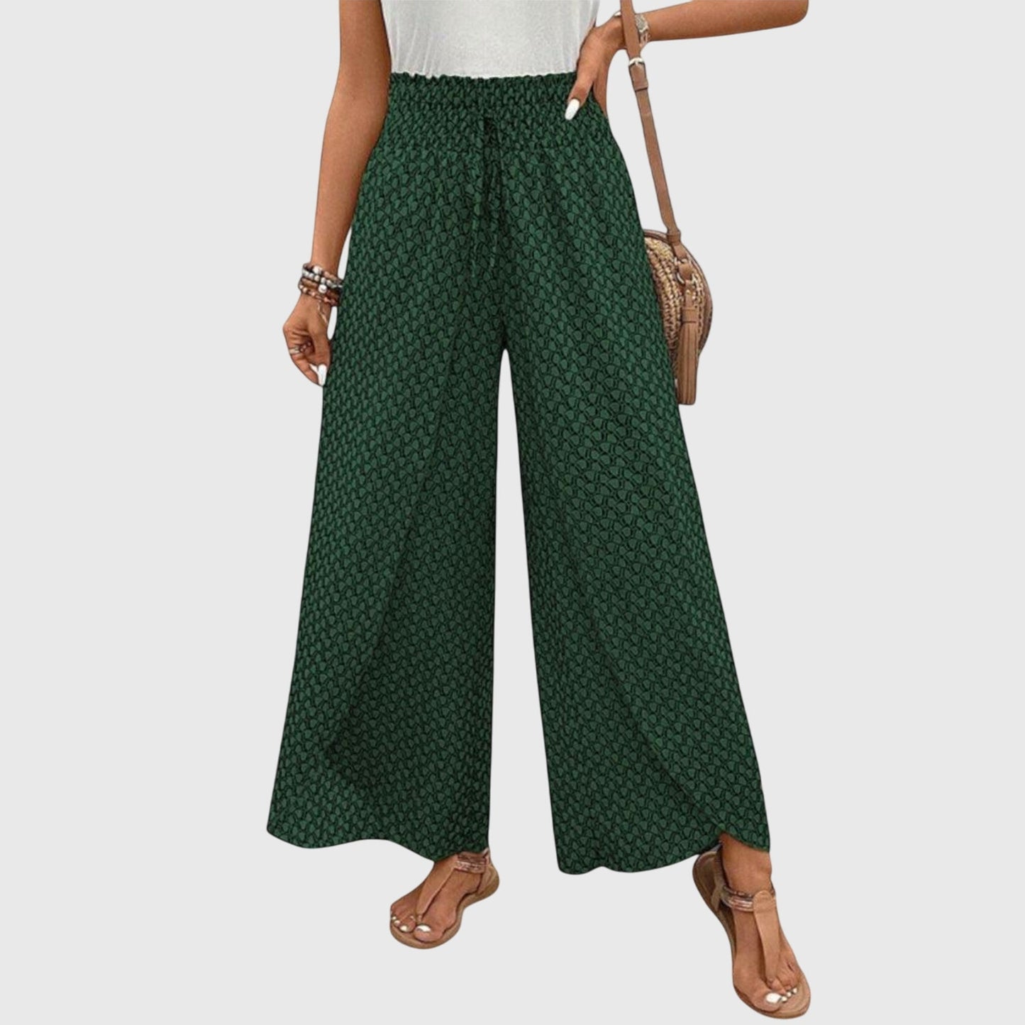 Stylish Palazzo Pants for Women Wide-Leg Printed Smocked-Waist