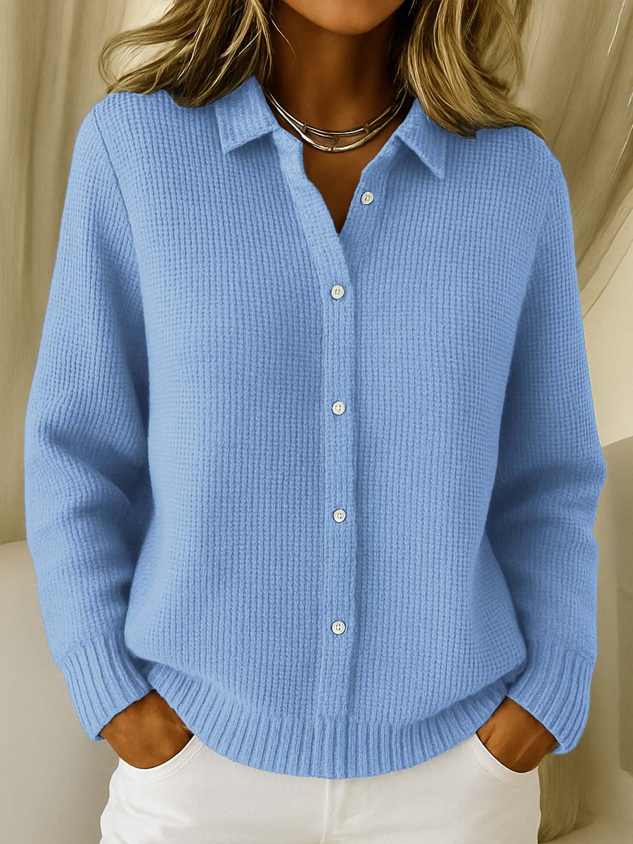 Effortless Cardigan for Women Button-Front Collared Knit
