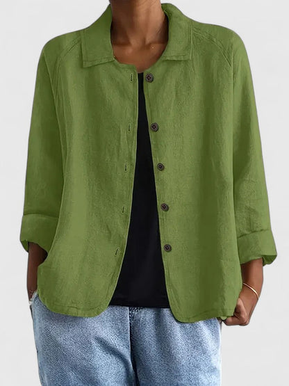 Stylish Jacket for Women Button-Front Collared Long-Sleeve