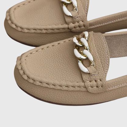 Stylish Loafers for Women Chain-Detail Slip-On Round-Toe
