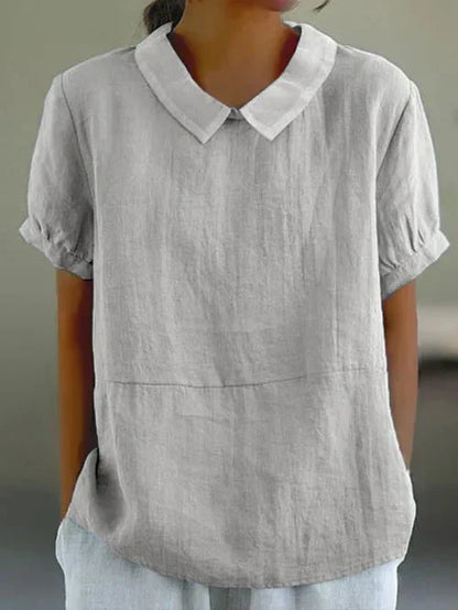 Effortless Blouse for Women Peter-Pan-Collar Short-Sleeve