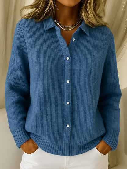 Effortless Cardigan for Women Button-Front Collared Knit