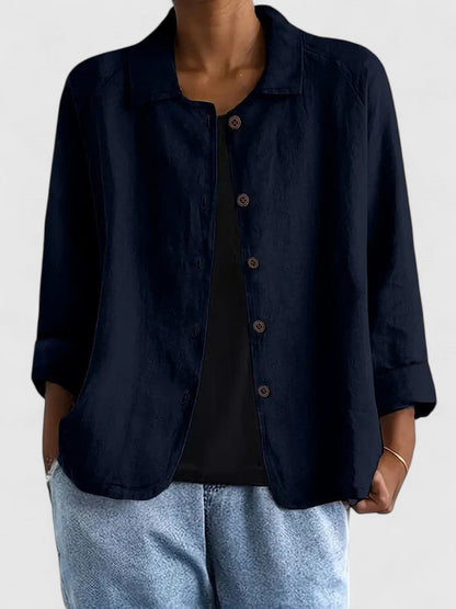 Stylish Jacket for Women Button-Front Collared Long-Sleeve