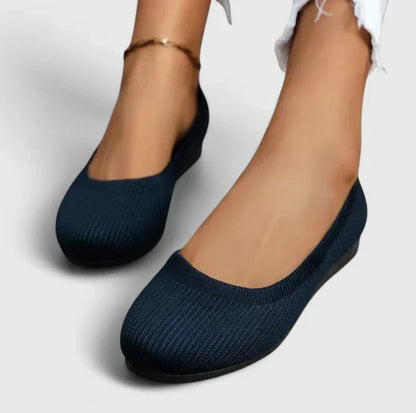 Comfortable Ballet Flats for Women Knit Slip-On Round-Toe