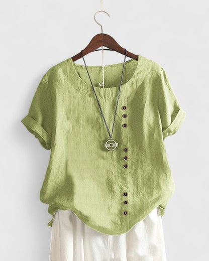 Comfortable Blouse for Women Button-Front Short-Sleeve