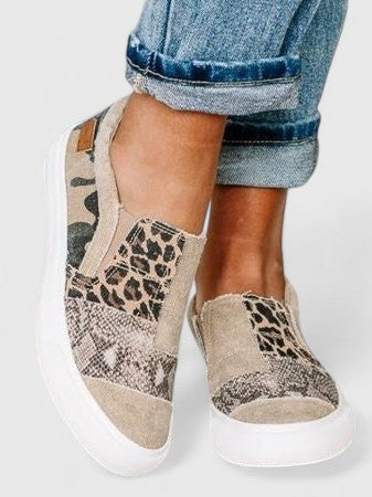 Stylish Slip-On Sneakers for Women Leopard-Print Platform