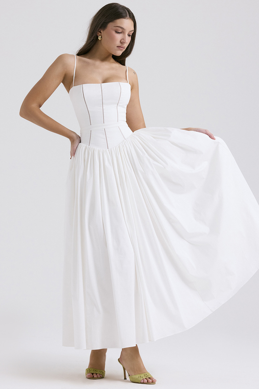 Elegant Corset Midi Dress for Women Spaghetti-Strap
