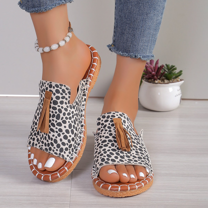 Effortless Slide Sandals for Women Tassel Open-Toe