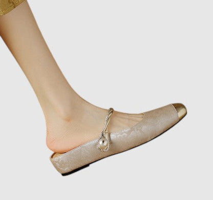 Elegant Flats for Women Buckle-Strap Block-Heel