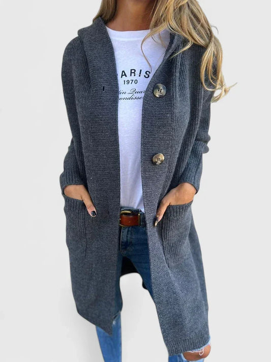 Comfortable Cardigan for Women Longline Shawl-Collar Pocketed