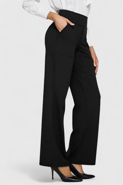 Stylish Wide-Leg Pants for Women High-Waist Flare Pocketed