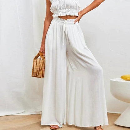 Effortless Wide-Leg Pants for Women High-Waist Drawstring
