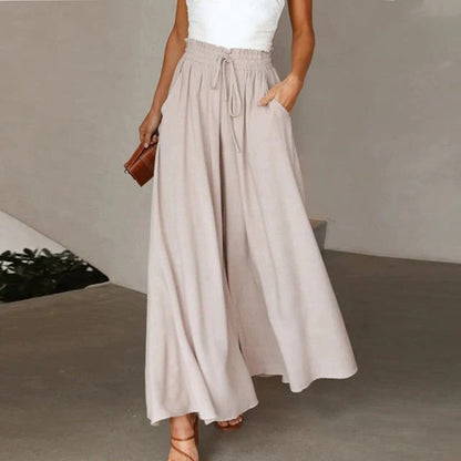 Effortless Wide-Leg Pants for Women High-Waist Drawstring