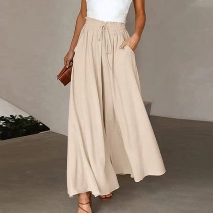 Effortless Wide-Leg Pants for Women High-Waist Drawstring