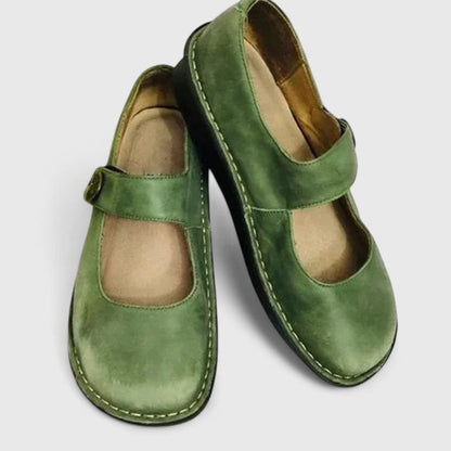 Elegant Mary Jane Flats for Women Buckle-Strap Round-Toe