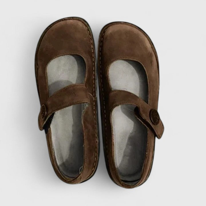 Elegant Mary Jane Flats for Women Buckle-Strap Round-Toe