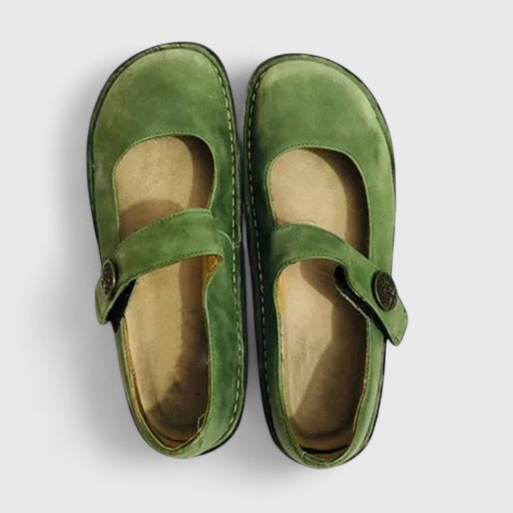 Elegant Mary Jane Flats for Women Buckle-Strap Round-Toe