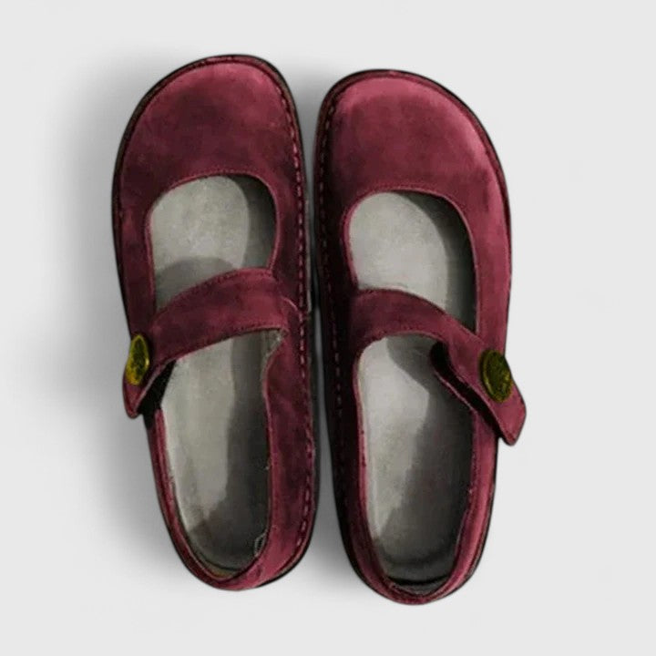 Elegant Mary Jane Flats for Women Buckle-Strap Round-Toe