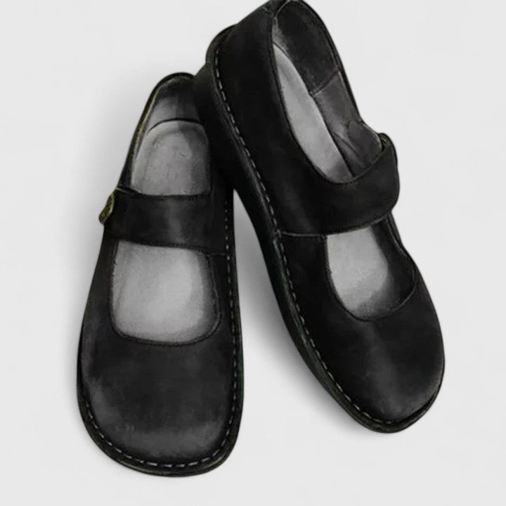 Elegant Mary Jane Flats for Women Buckle-Strap Round-Toe