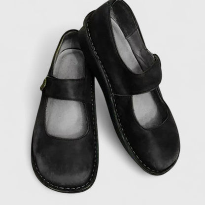 Elegant Mary Jane Flats for Women Buckle-Strap Round-Toe