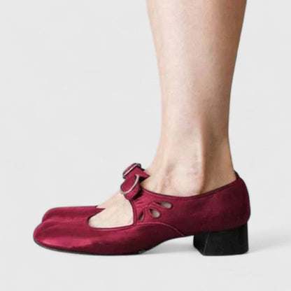 Elegant Mary Jane Flats for Women Buckle Cutout Round-Toe