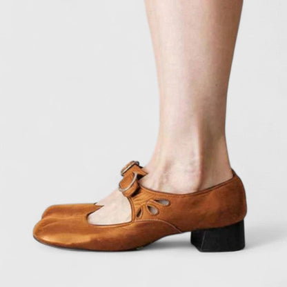 Elegant Mary Jane Flats for Women Buckle Cutout Round-Toe