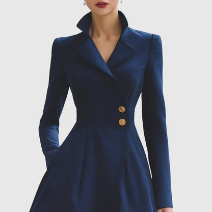 mantelkleid-damen-reverskragen-langarm