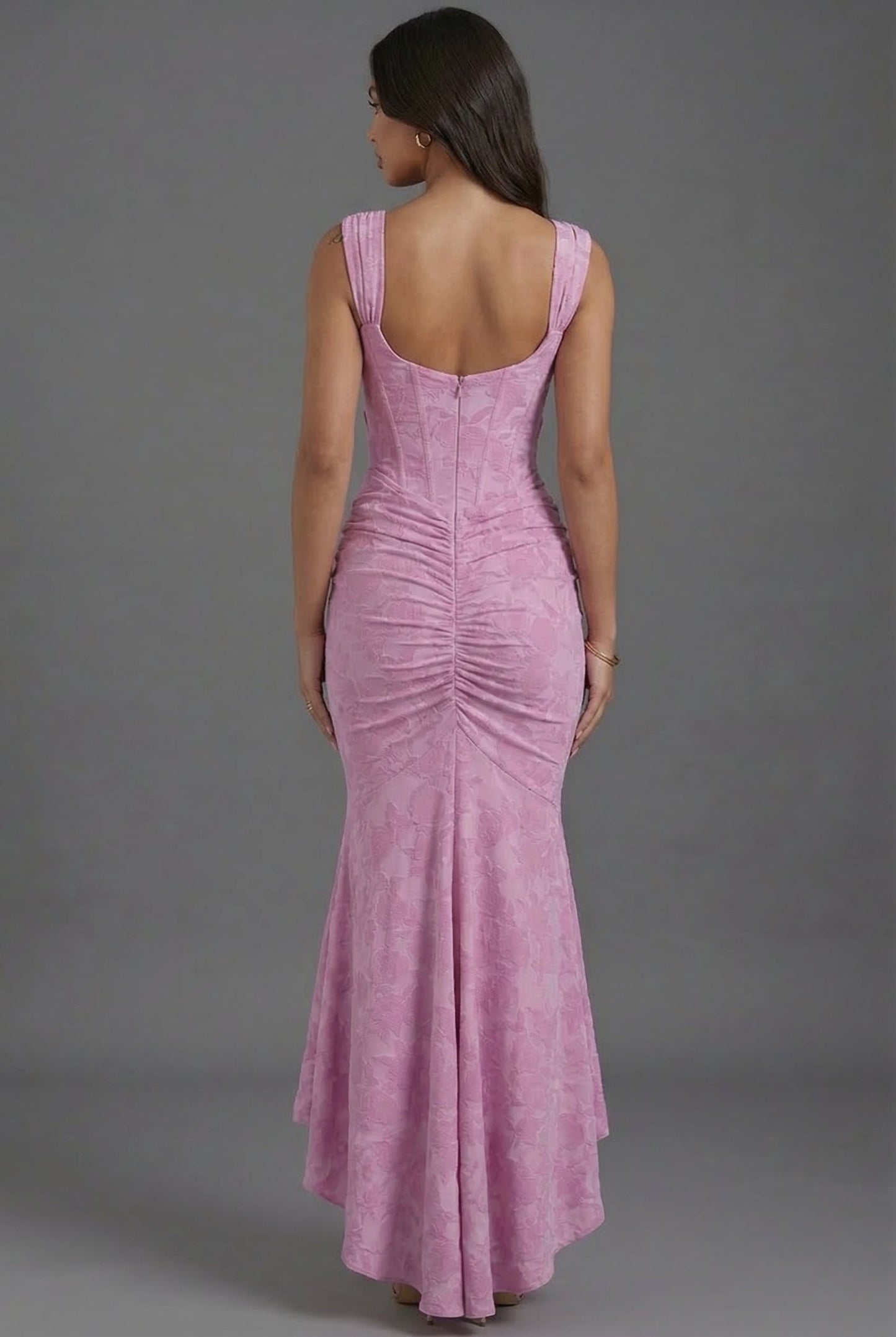 Elegant Maxi Dress for Women Corset-Bodice Ruched Fishtail-Hem